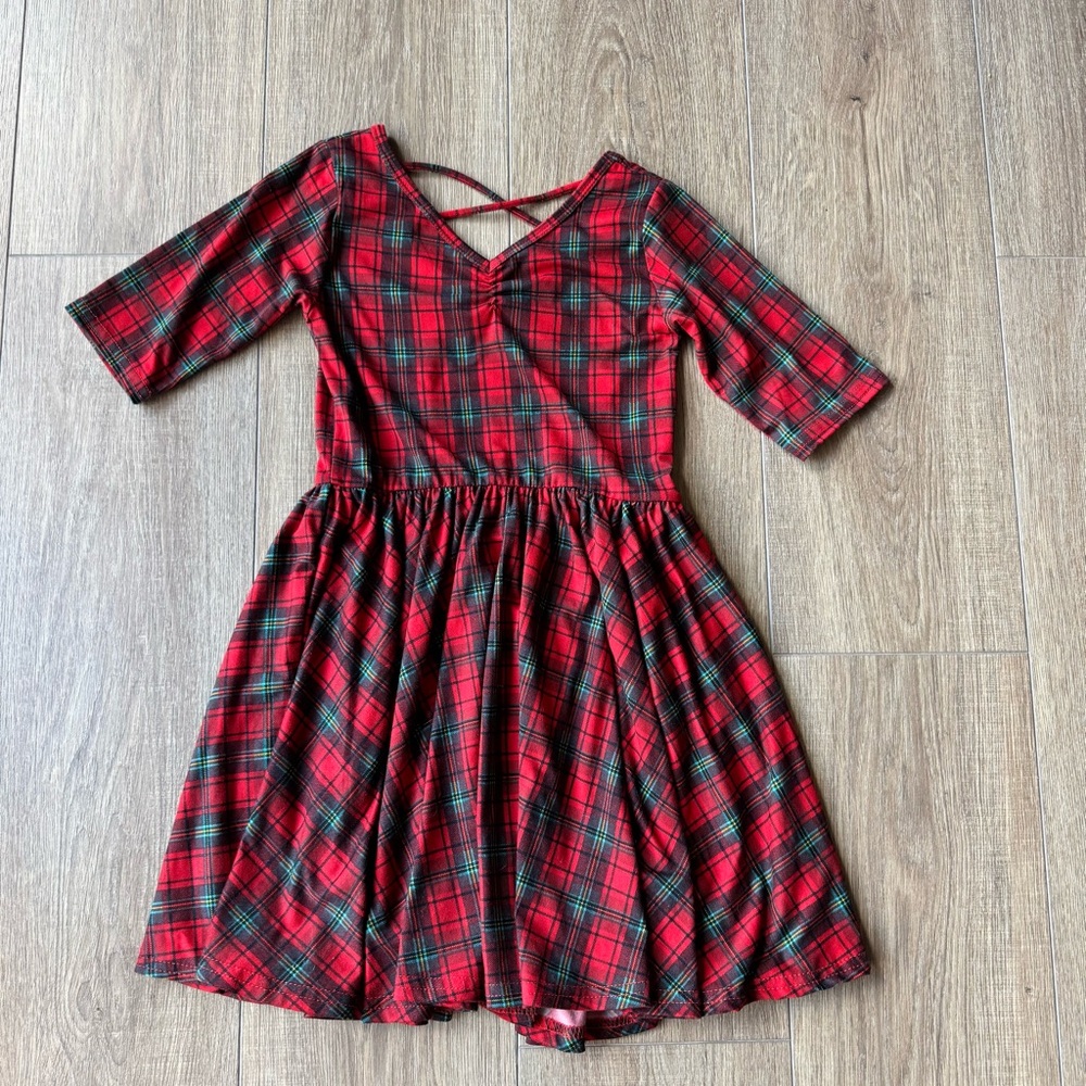 Dot Dot Smile Plaid Kids Dress (Sz 7)